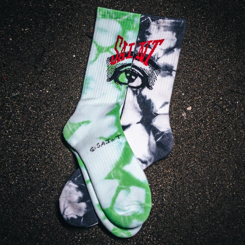 SAINT MXXXXXX | SOCKS EYES / TIE DYE BLACK