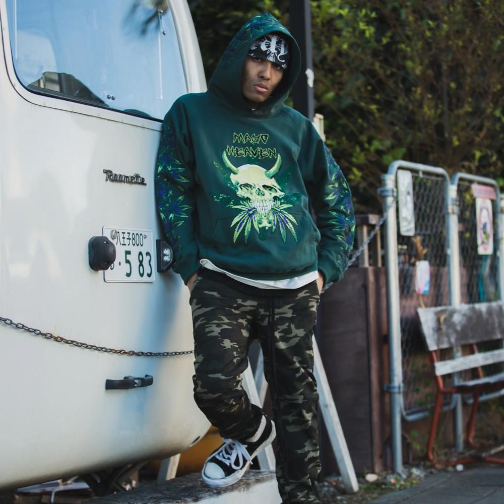 MAYO | DEVIL SKULL EMBROIDERY HOODIE / GREEN