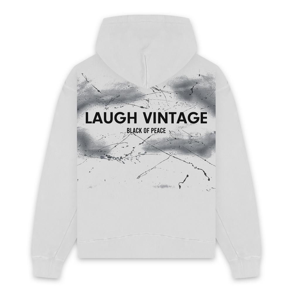 BLACK VINTAGE | LAUGH VINTAGE PULLOVER HOODIE(10.0oz) / WHITE