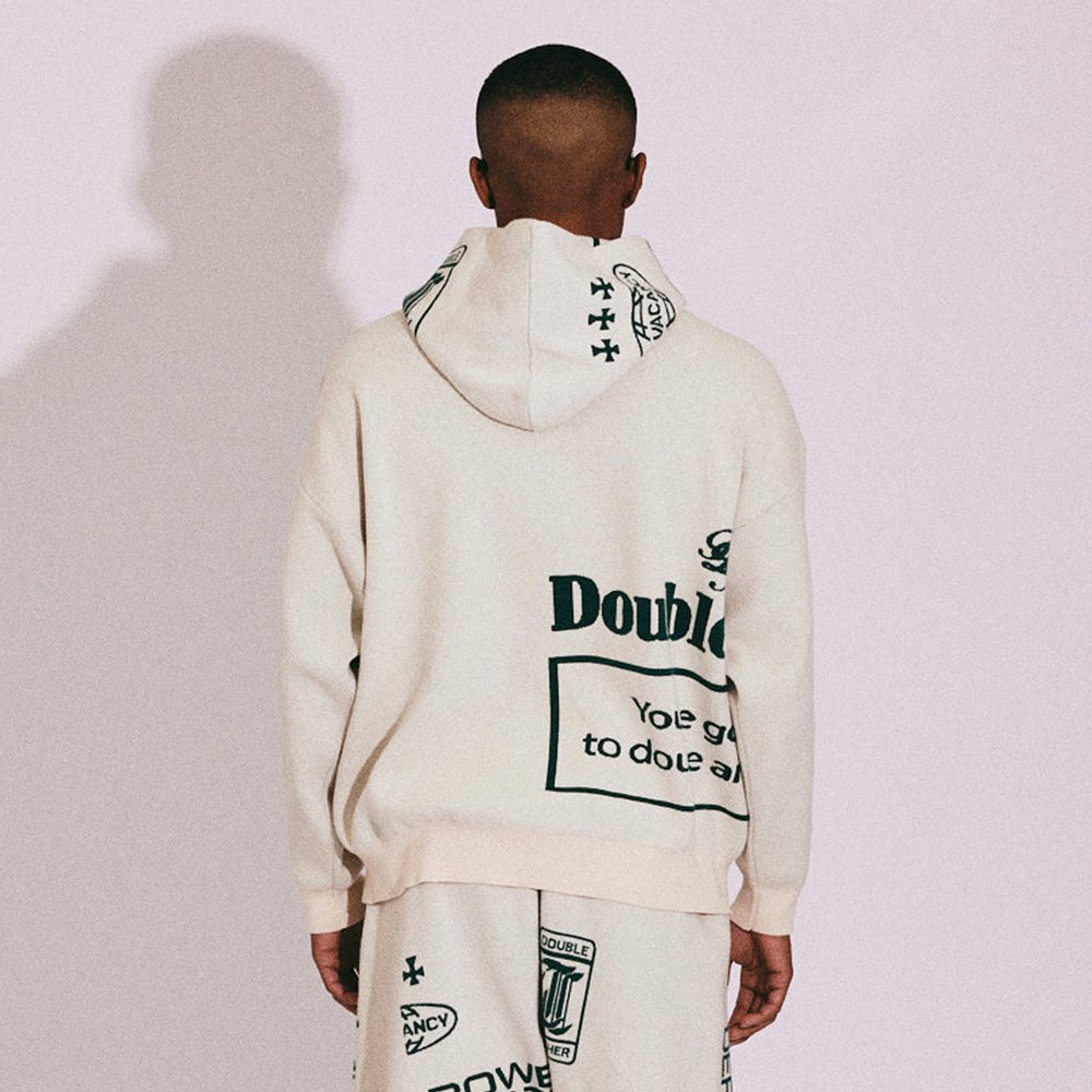 TAIN DOUBLE PUSH | POWER DEPARTMENT KNIT P/O HOODIE / IVORY