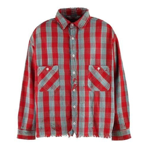 SAINT MXXXXXX | FRANNEL CHECK SHIRT / RED X BLUE