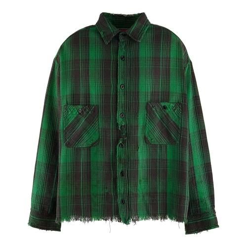 SAINT MXXXXXX | FRANNEL CHECK SHIRT / GREEN X BLACK