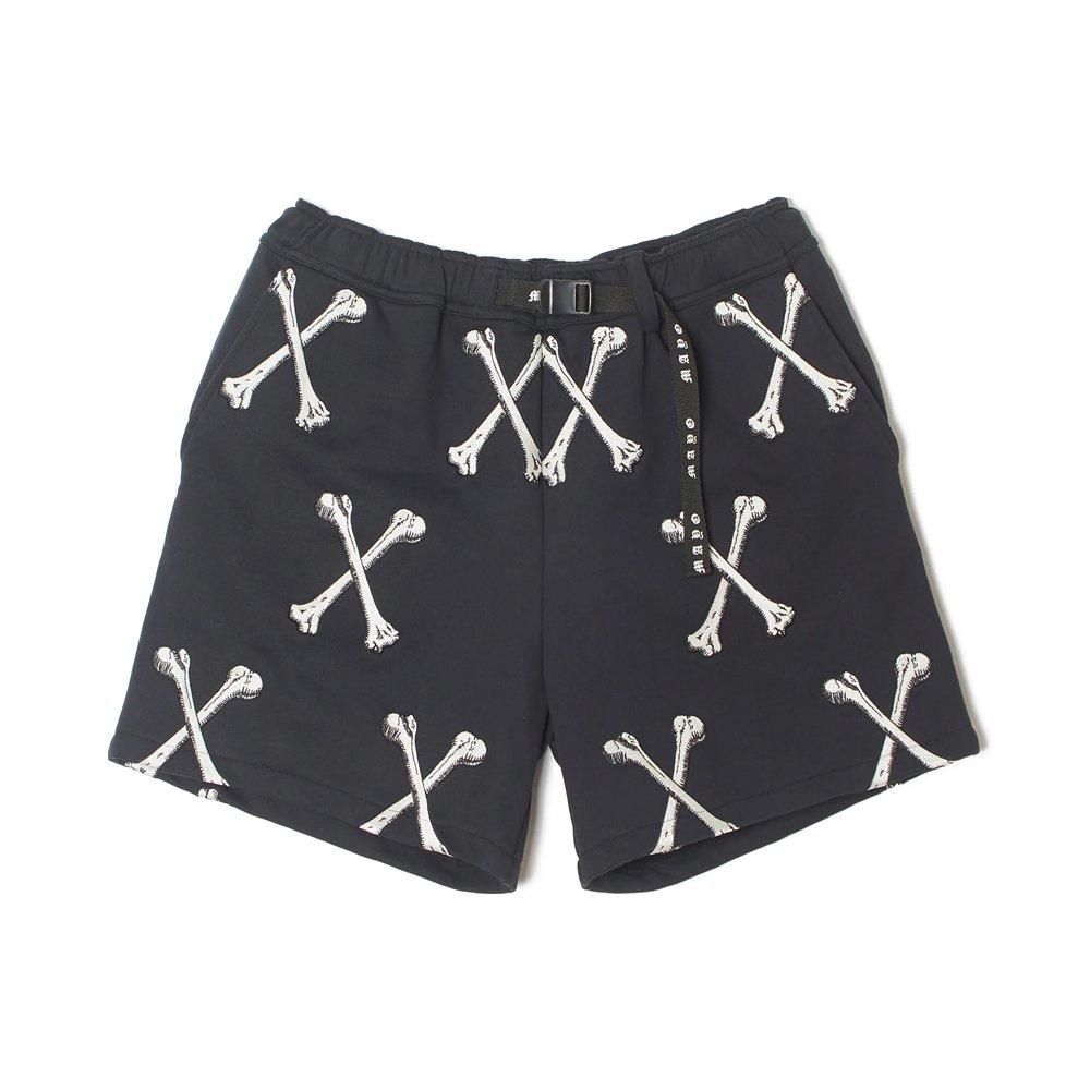 MAYO | CROSS BONES EMBROIDERY SWEAT SHORTS / BLACK