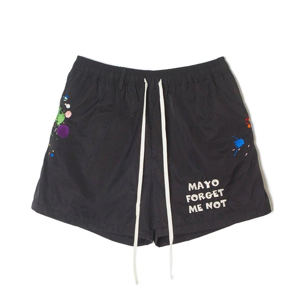 MAYO | PAINT EMBROIDERY SWIM SHORTS / BLACK