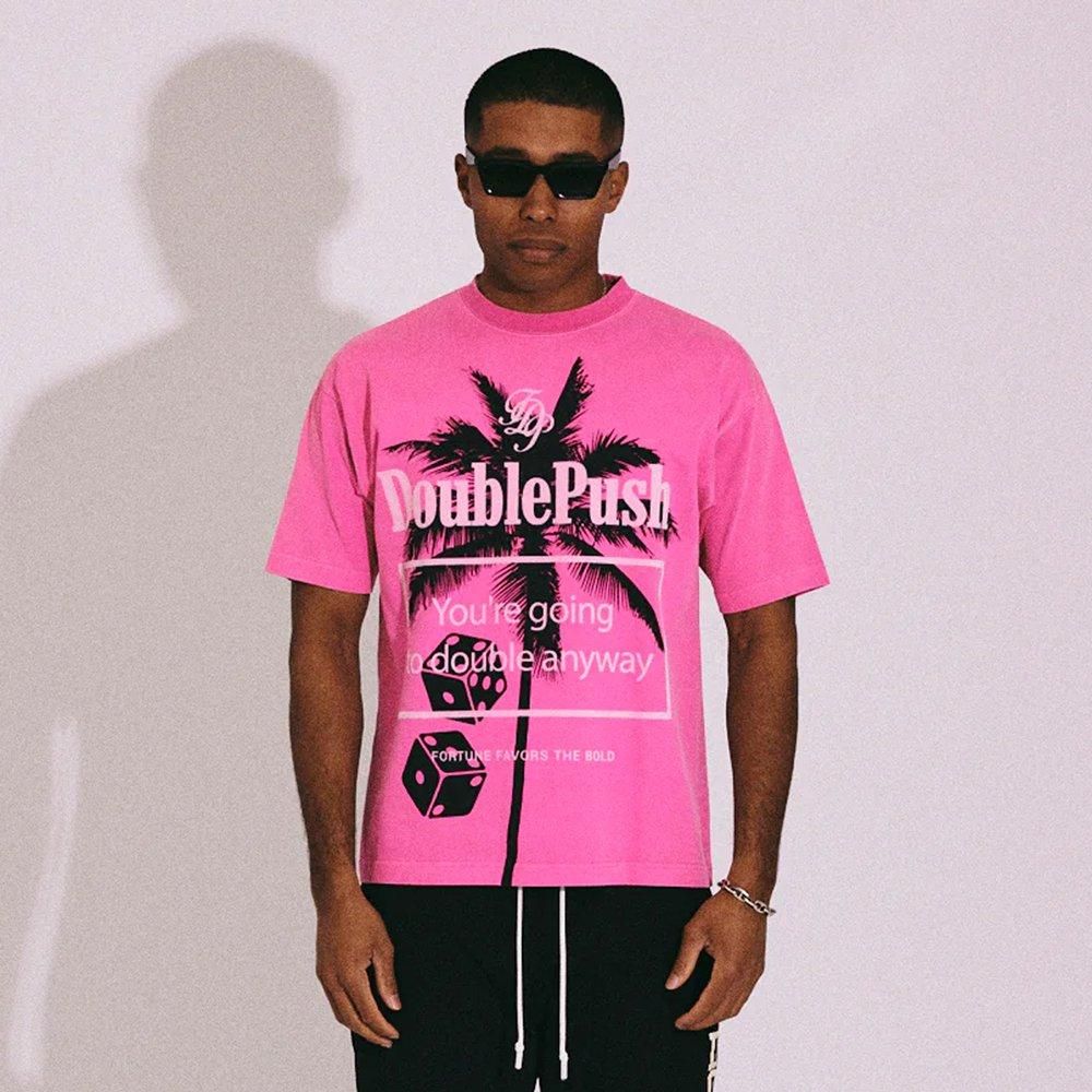 TAIN DOUBLE PUSH | PALM DICE SHORT SLEEVE T-SHIRTS / PINK