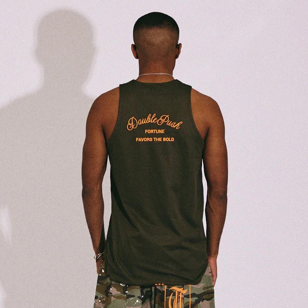 TAIN DOUBLE PUSH | DOUBLE PUSH MESH TANK TOP / KHAKI