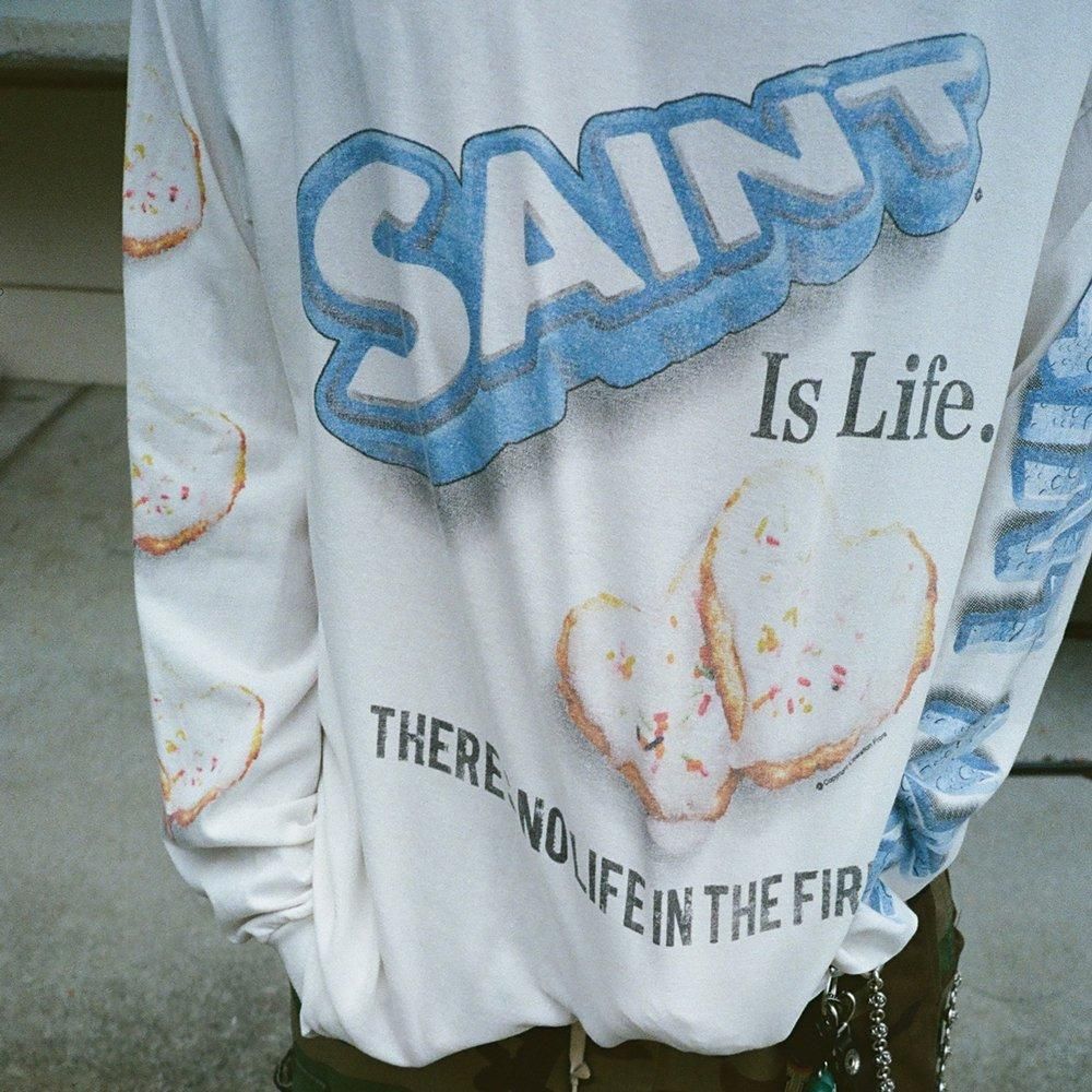 SAINT MXXXXXX | SA_LS TEE HEART CKIE / WHITE