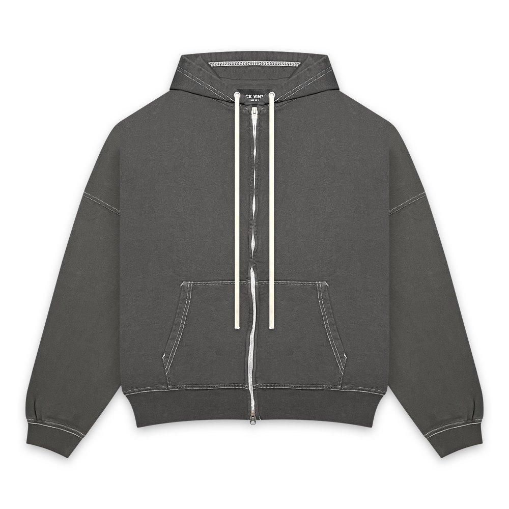 BLACK VINTAGE | ZIP HOODIE VINTAGE DYEING / CHARCOAL