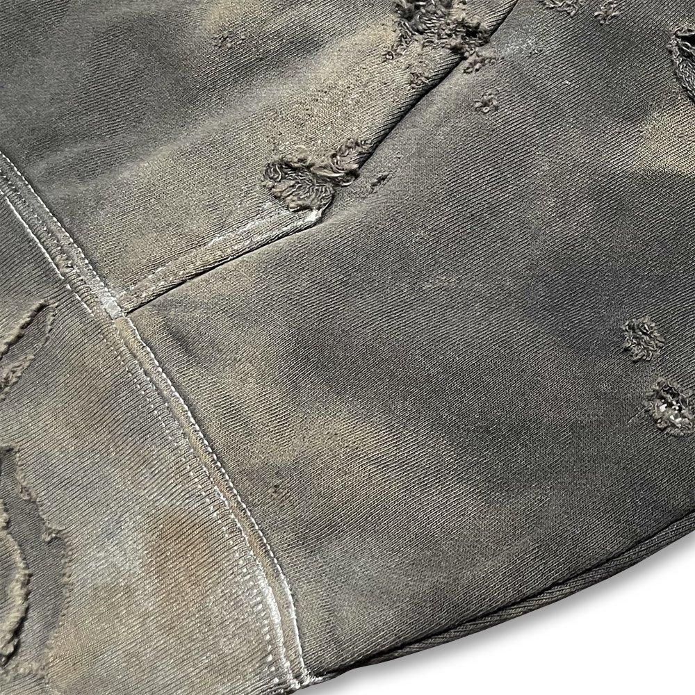 BLACK VINTAGE | ZIP HOODIE BURNER PROCESSING / CHARCOAL
