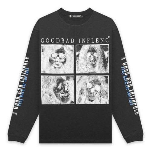 A GOOD BAD INFLUENCE |  ZEPP SKULL FACE LONG SLEEVE T-SHIRT / BLACK