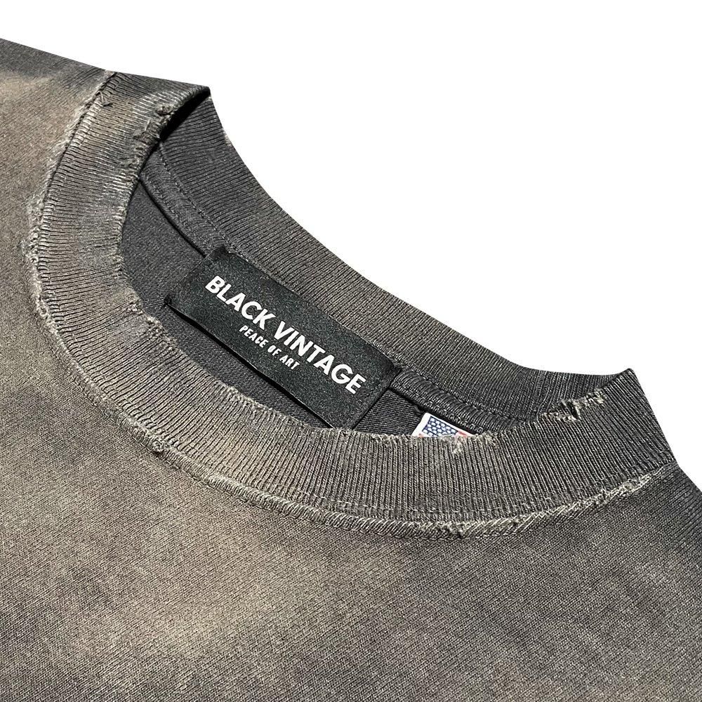 BLACK VINTAGE | L/S TEE DUST PAINTING / CHARCOAL