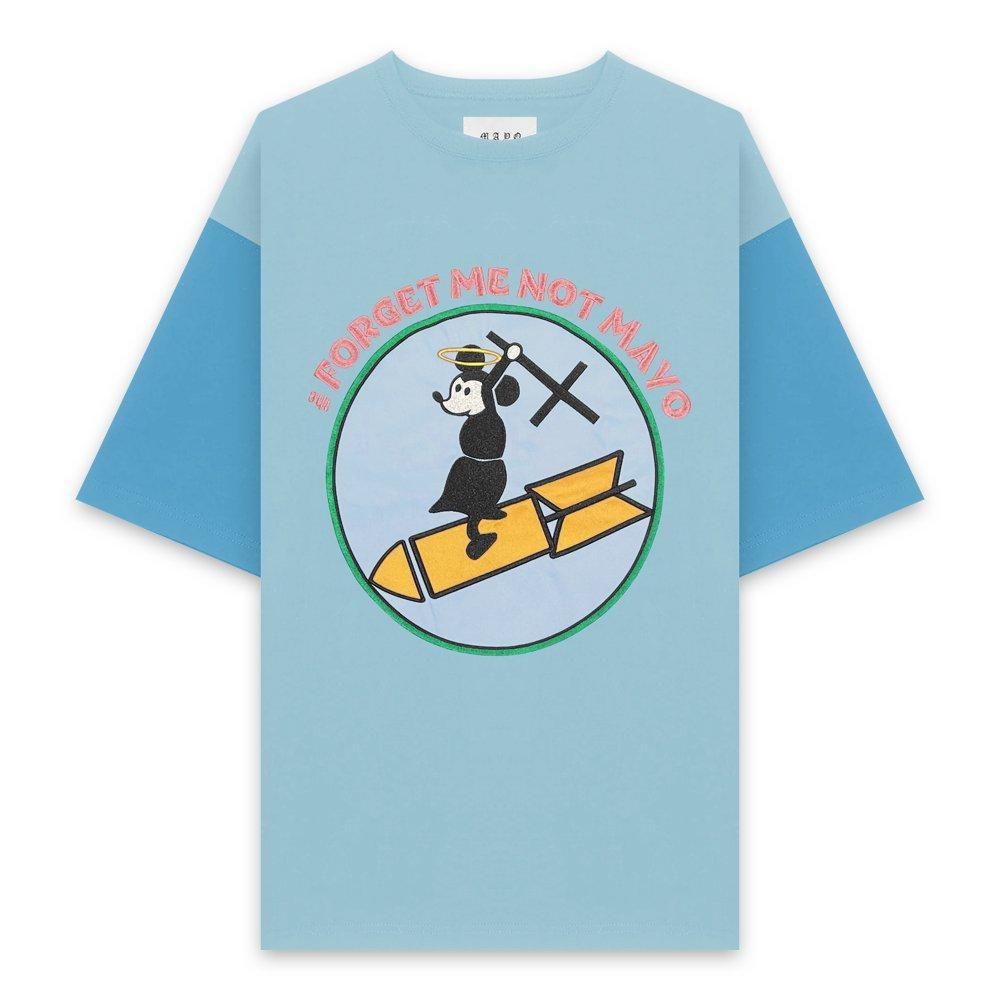 MAYO | FORGET ME NOT MAYO EMBROIDERY SHORT SLEEVE TEE / BLUE