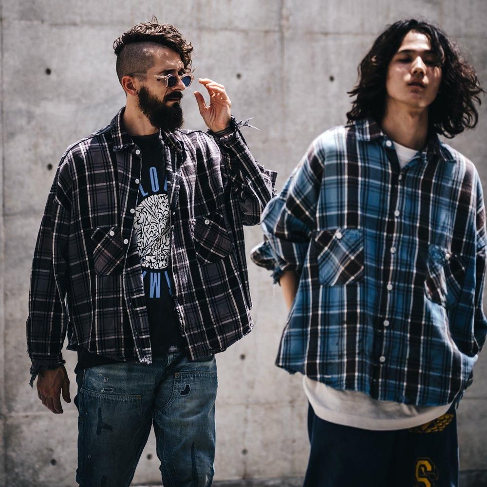 SAINT MXXXXXX | FRANNEL SHIRT / BLACK X GRAY