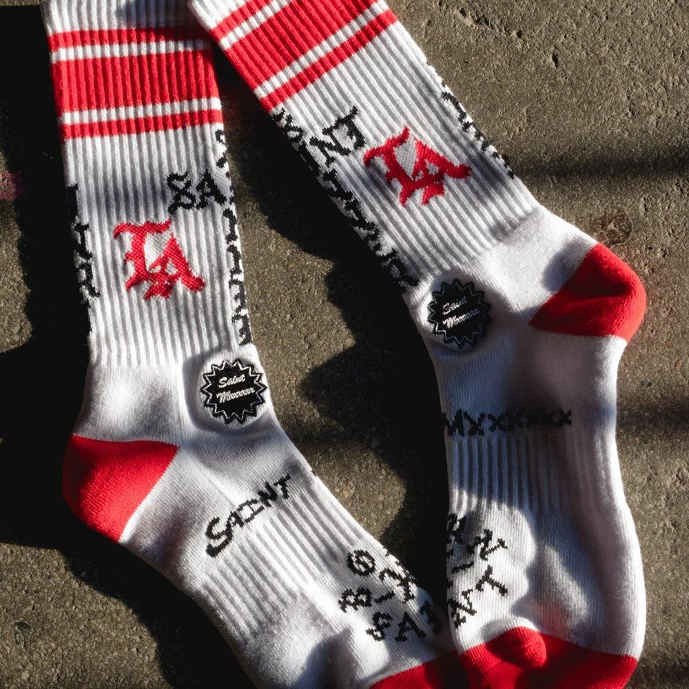 SAINT MXXXXXX | BR_SOCKS ST SINNER / WHITE X RED