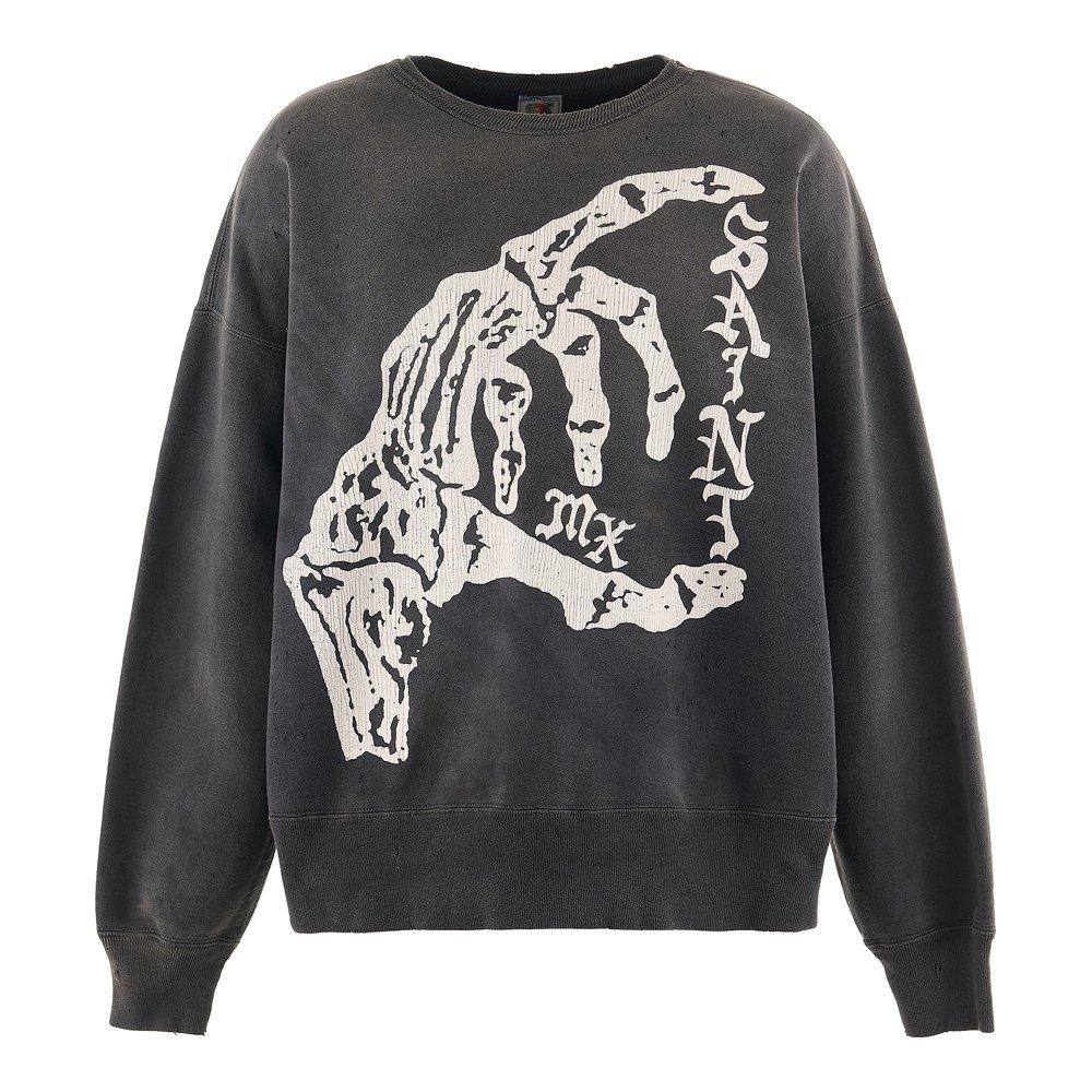 SAINT MXXXXXX | CREW NECK SWEAT SHIRT BONE SAINT / BLACK