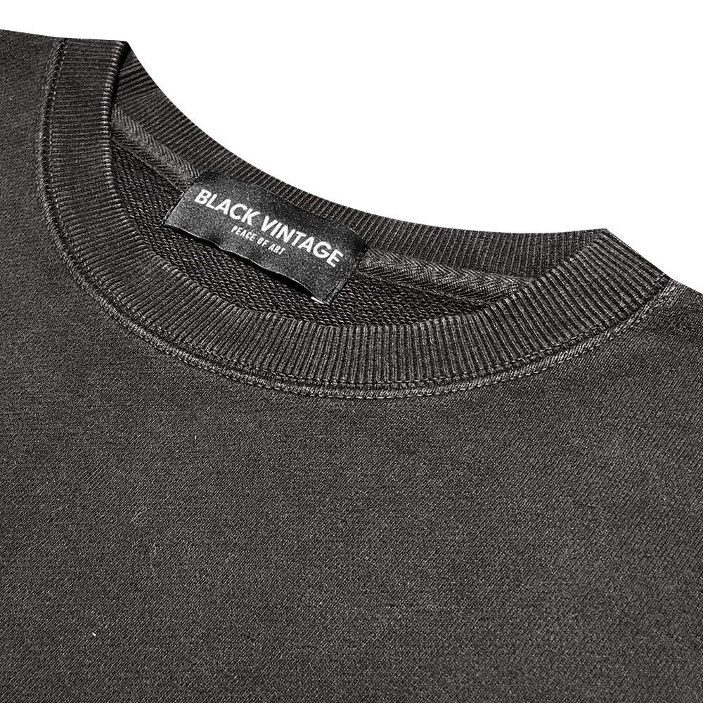 BLACK VINTAGE | CREWNECK SWEAT SHIRTS VINTAGE DYEING / BLACK