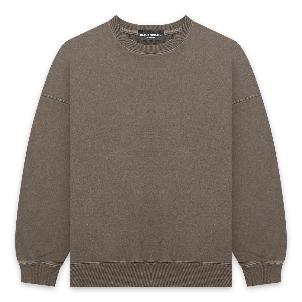 BLACK VINTAGE | CREWNECK SWEAT SHIRTS VINTAGE DYEING / KHAKI
