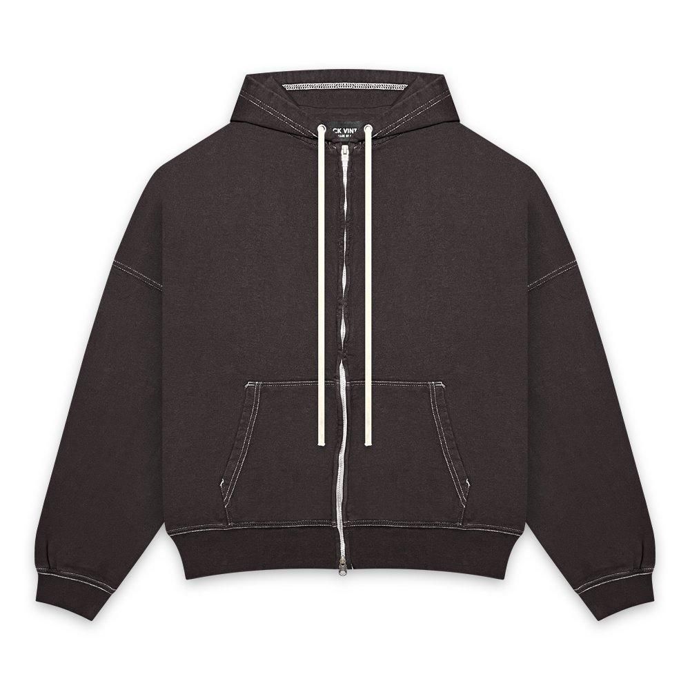 BLACK VINTAGE | ZIP HOODIE VINTAGE DYEING / BLACK