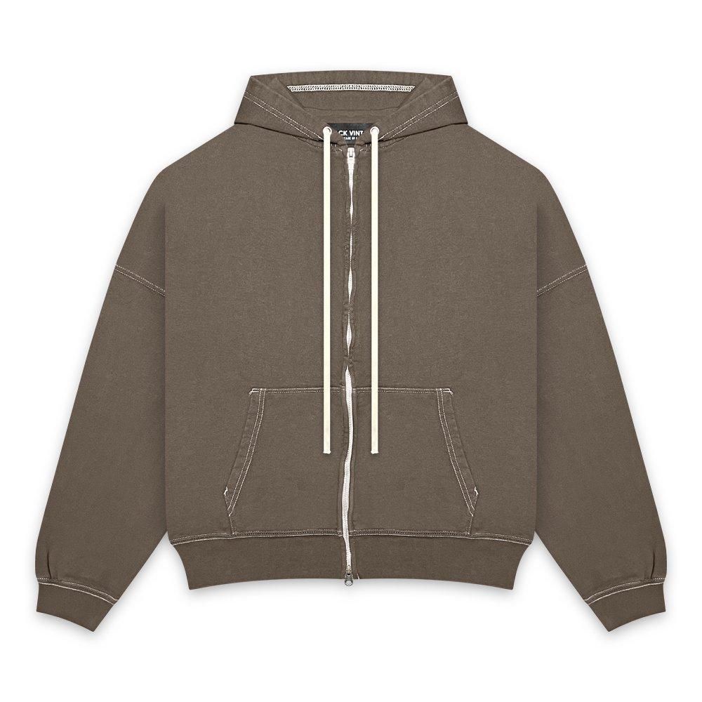 BLACK VINTAGE | ZIP HOODIE VINTAGE DYEING / KHAKI