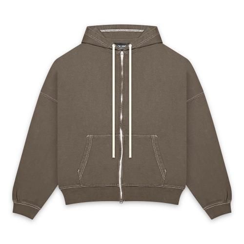 BLACK VINTAGE | ZIP HOODIE VINTAGE DYEING / KHAKI