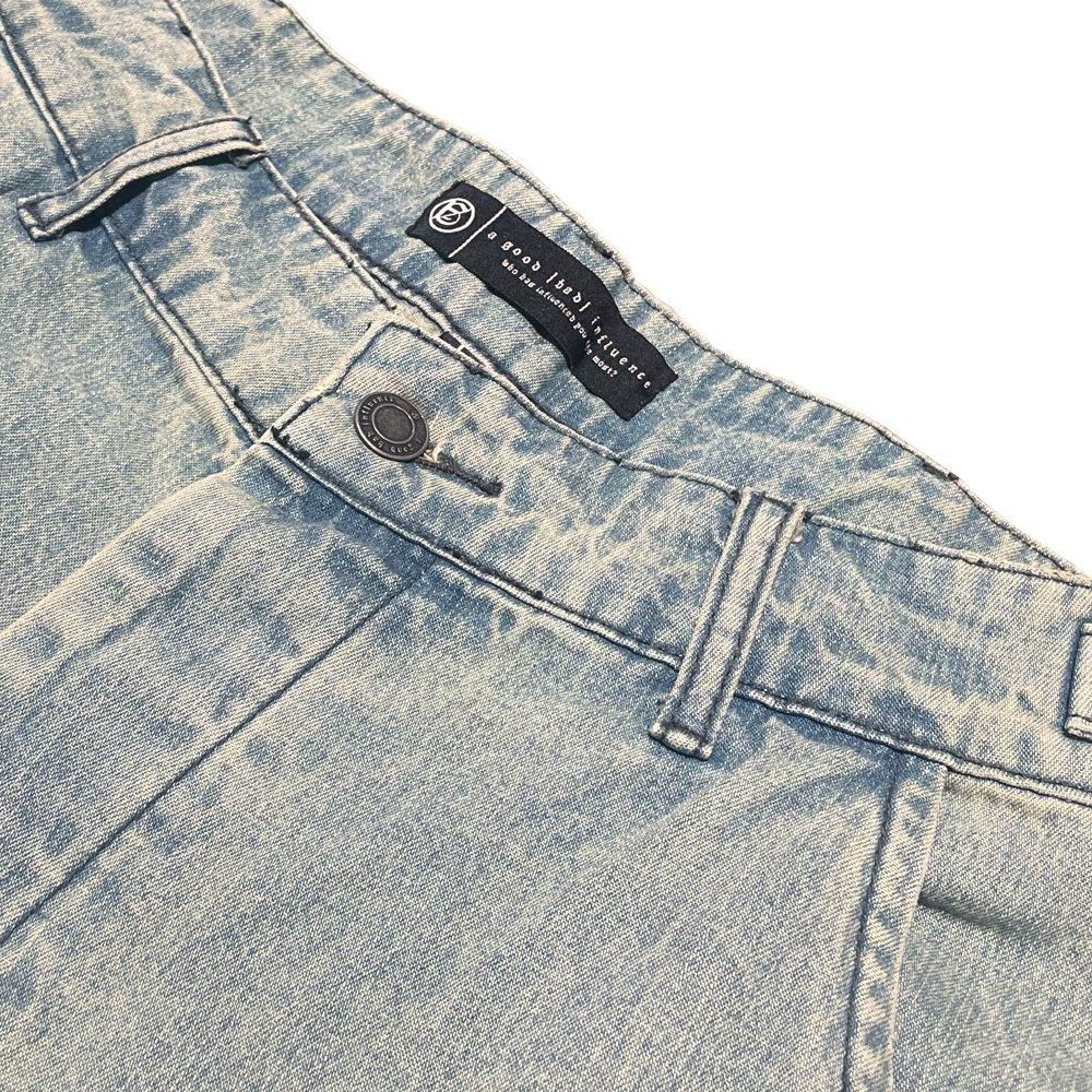 A GOOD BAD INFLUENCE | REPAIRED DENIM CARGO PANTS / INDIGO