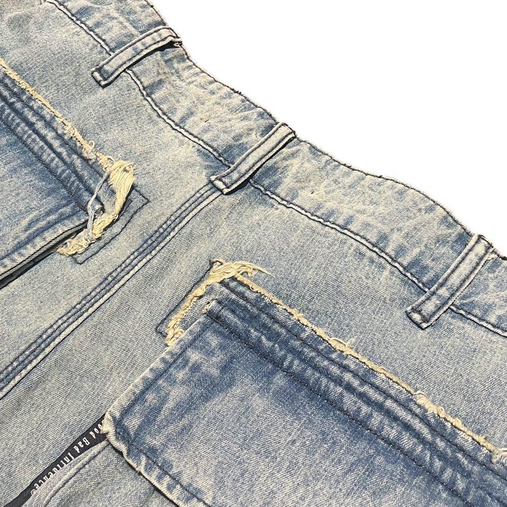A GOOD BAD INFLUENCE | REPAIRED DENIM CARGO PANTS / INDIGO