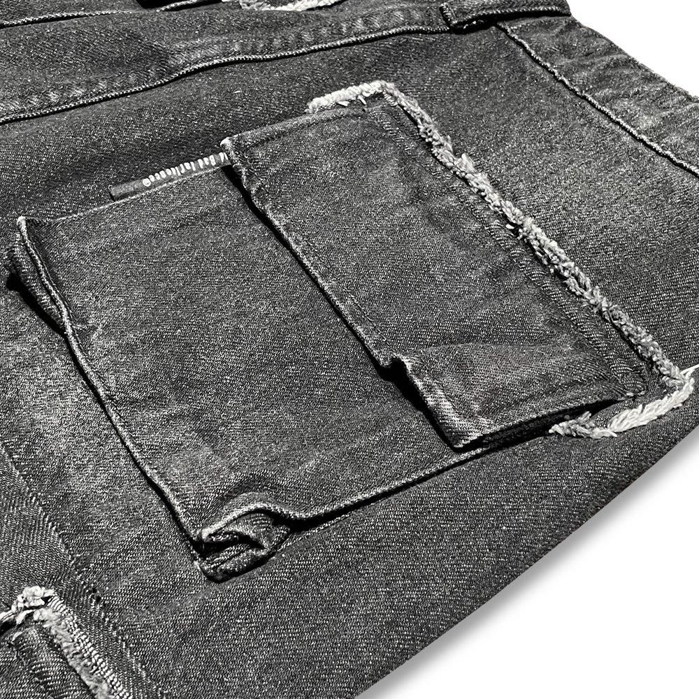 A GOOD BAD INFLUENCE | REPAIRED DENIM CARGO PANTS / BLACK