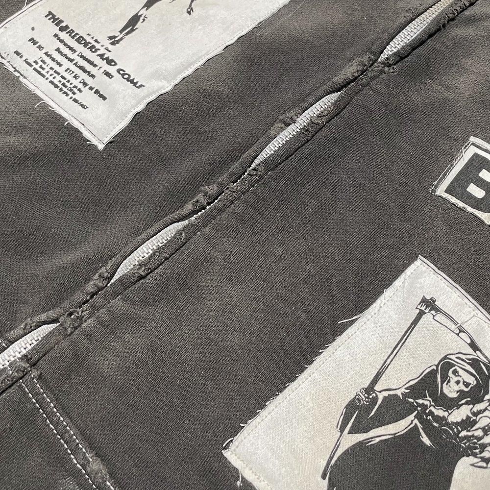 BLACK VINTAGE | ZIP HOODIE PATCHWORKING / DEEP CHARCOAL