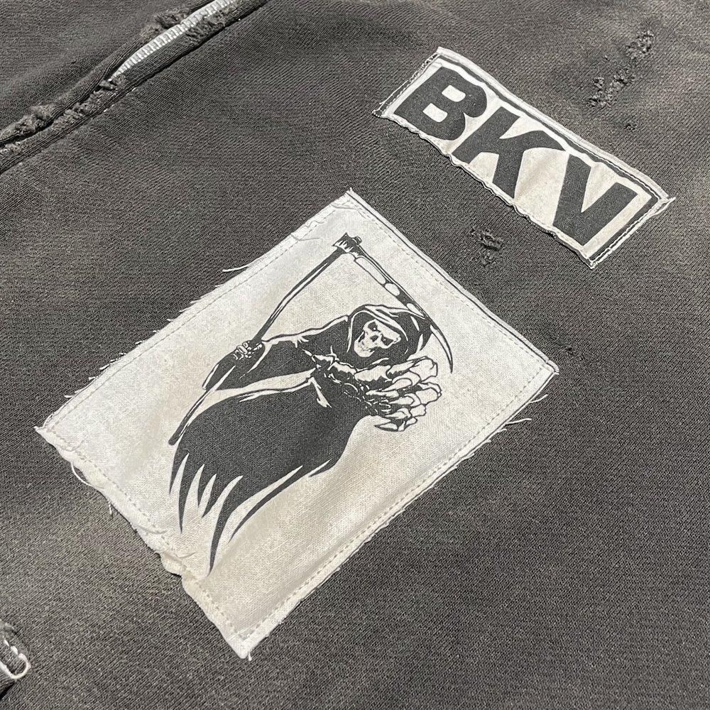BLACK VINTAGE | ZIP HOODIE PATCHWORKING / DEEP CHARCOAL