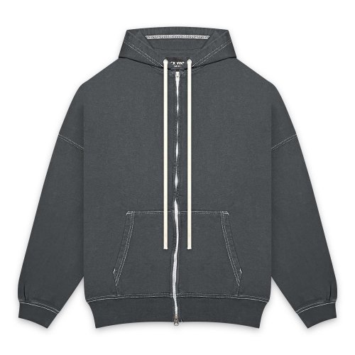 BLACK VINTAGE | ZIP HOODIE VINTAGE DYEING / SLATE