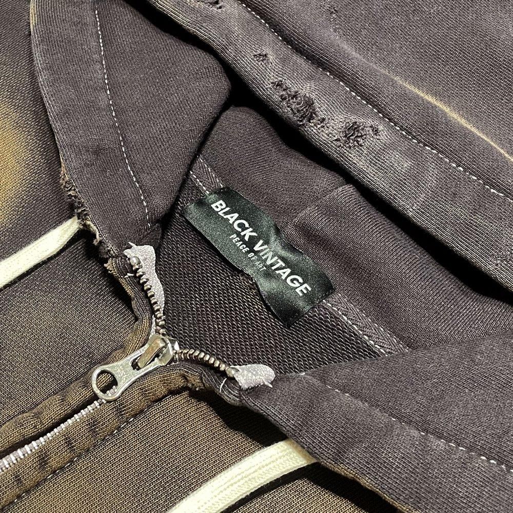 BLACK VINTAGE | ZIP HOODIE BURNER PROCESSING / BLACK