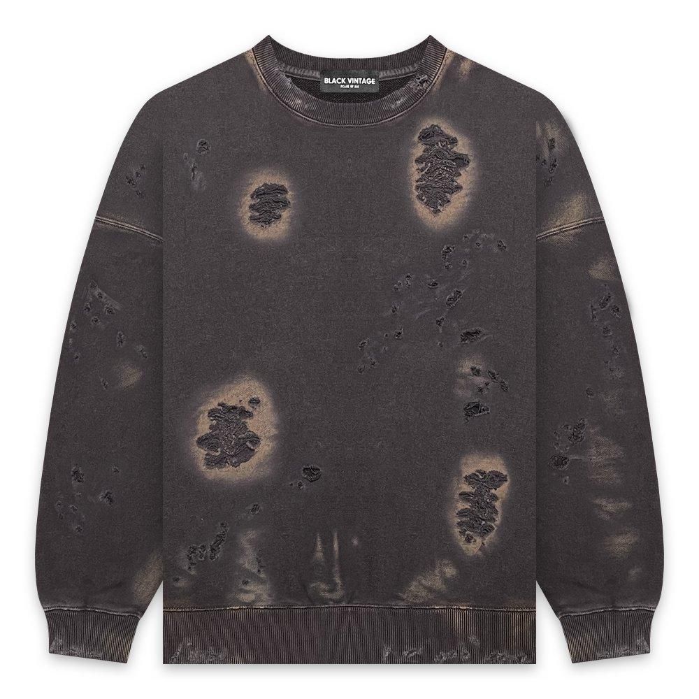 BLACK VINTAGE | CREWNECK SWEAT SHIRTS BURNER PROCESSING / BLACK