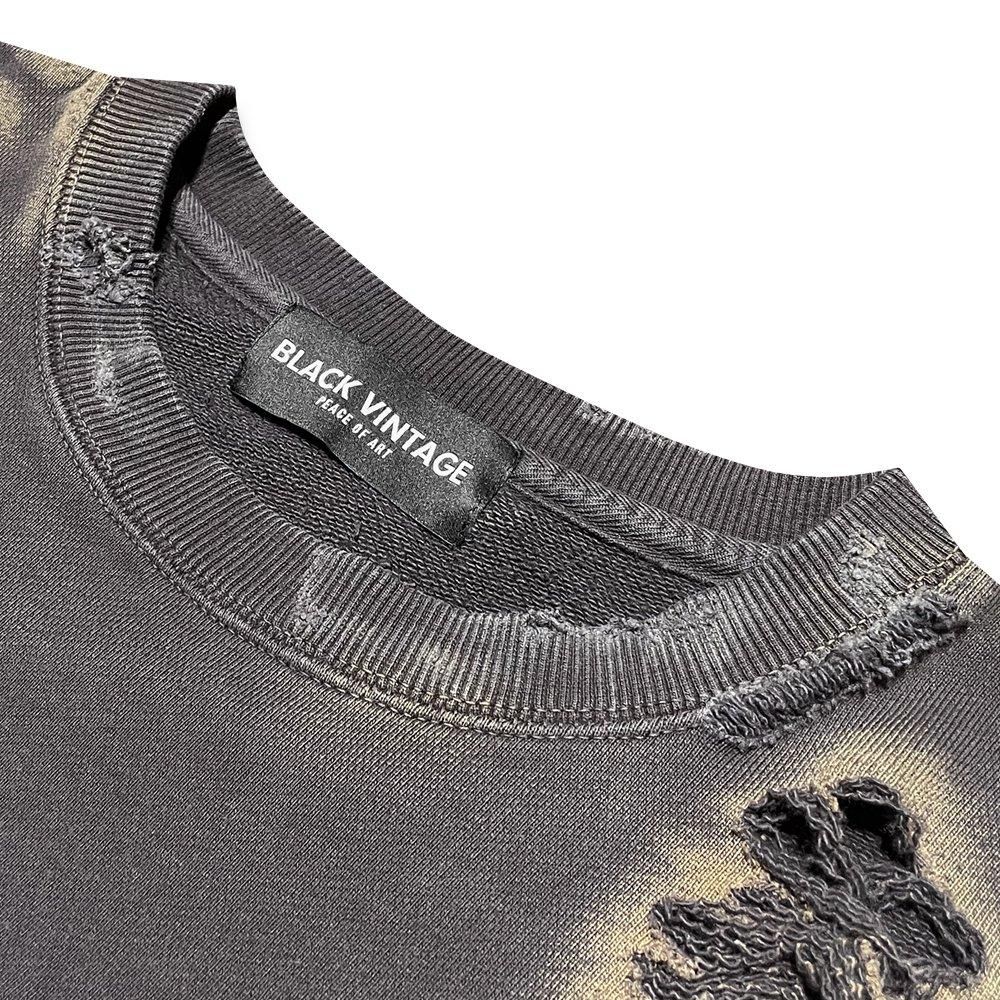 BLACK VINTAGE | CREWNECK SWEAT SHIRTS BURNER PROCESSING / BLACK