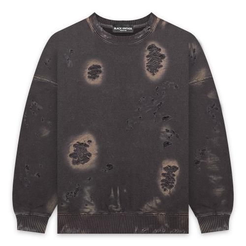 BLACK VINTAGE | CREWNECK SWEAT SHIRTS BURNER PROCESSING / BLACK