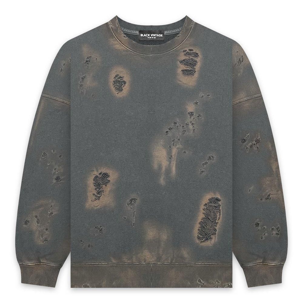 BLACK VINTAGE | CREWNECK SWEAT SHIRTS BURNER PROCESSING / SLATE