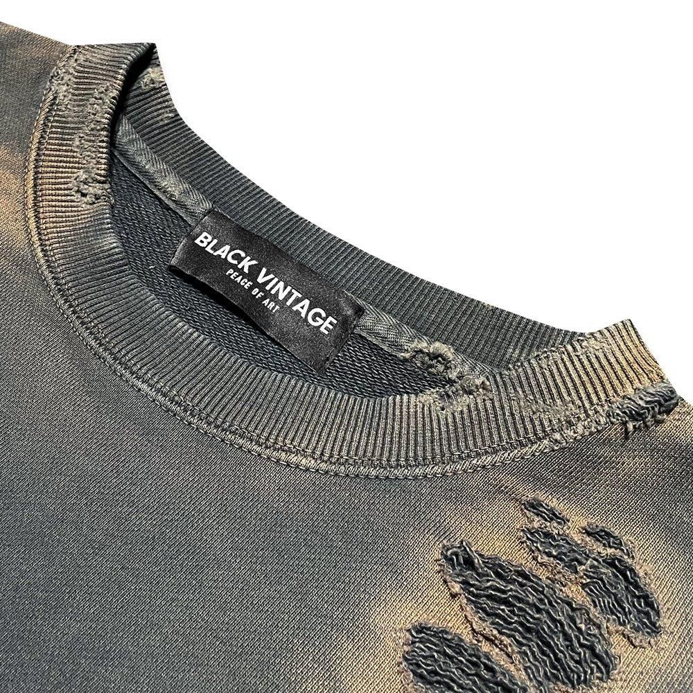 BLACK VINTAGE | CREWNECK SWEAT SHIRTS BURNER PROCESSING / SLATE