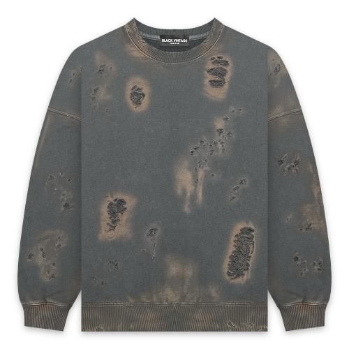 BLACK VINTAGE | CREWNECK SWEAT SHIRTS BURNER PROCESSING / SLATE