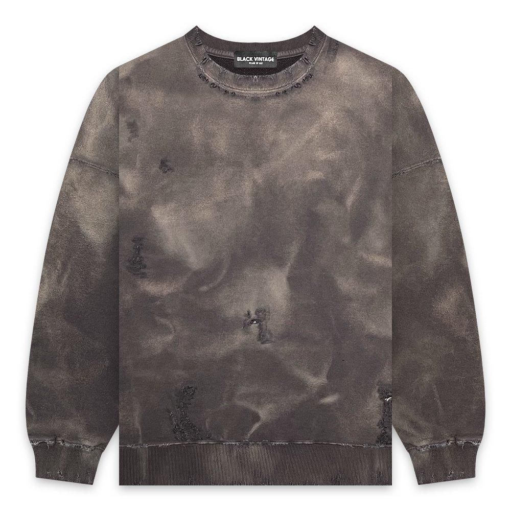 BLACK VINTAGE | CREWNECK SWEAT SHIRTS DUST PAINTING / BLACK