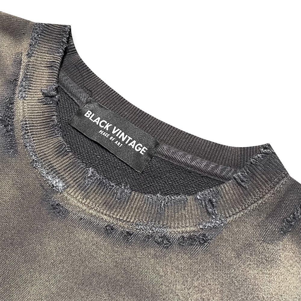 BLACK VINTAGE | CREWNECK SWEAT SHIRTS DUST PAINTING / BLACK