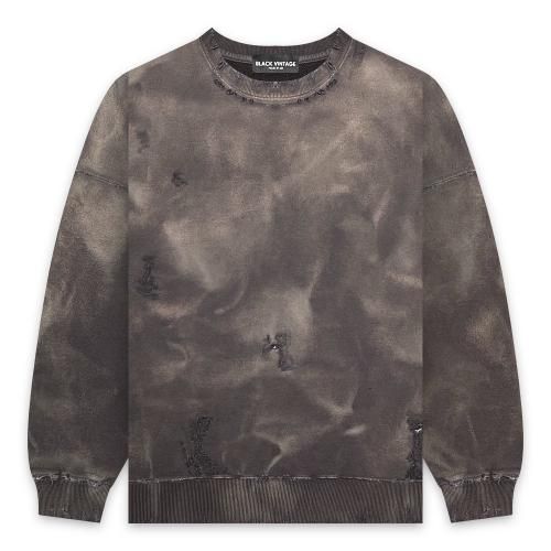 BLACK VINTAGE | CREWNECK SWEAT SHIRTS DUST PAINTING / BLACK
