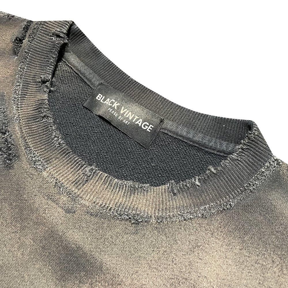 BLACK VINTAGE | CREWNECK SWEAT SHIRTS DUST PAINTING / SLATE