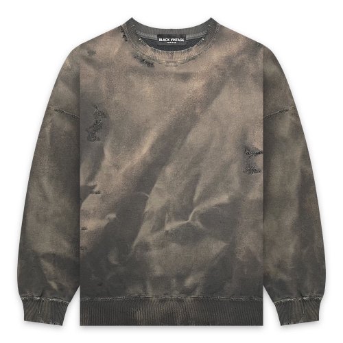 BLACK VINTAGE | CREWNECK SWEAT SHIRTS DUST PAINTING / SLATE