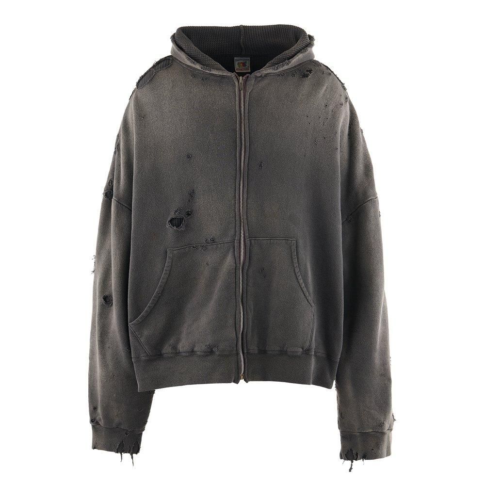 SAINT MXXXXXX | HOODIE DOUBLE-FACE ZIP / CHARKOAL