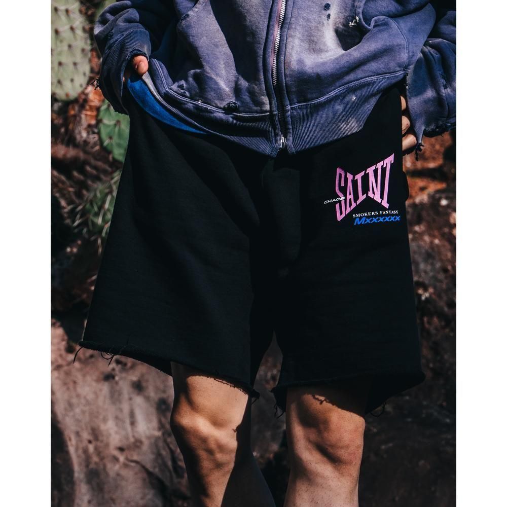SAINT MXXXXXX | SWEAT SHORTS RIBON SAINT / BLACK