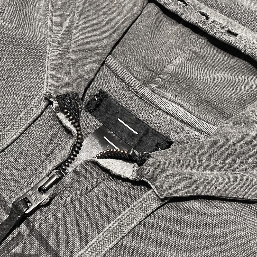 MINUS | BOOTLEG ZIP UP HOODIE WITH DAMAGED(SIN) / AGED BLACK