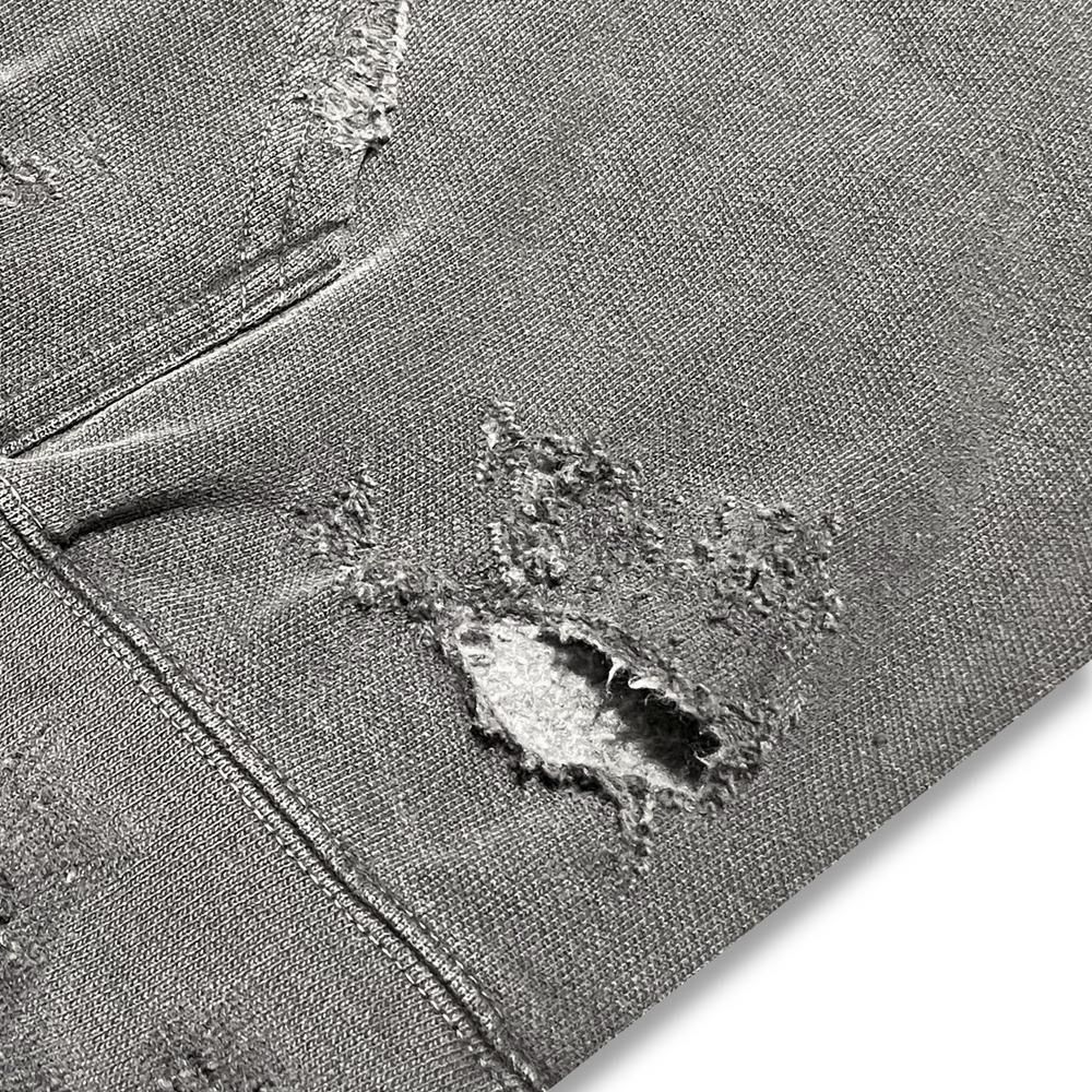 MINUS | BOOTLEG ZIP UP HOODIE WITH DAMAGED(SIN) / AGED BLACK