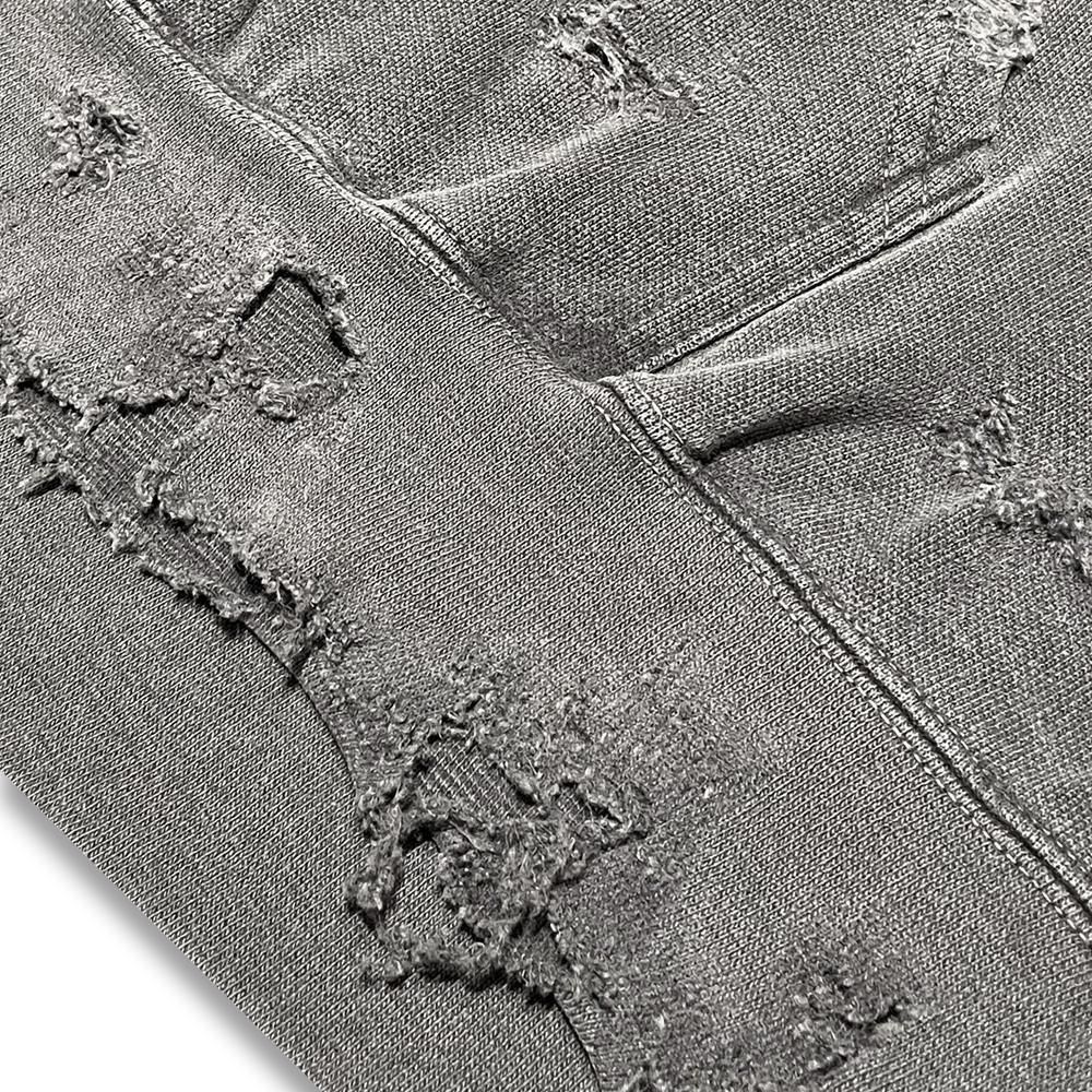 MINUS | BOOTLEG ZIP UP HOODIE WITH DAMAGED(SIN) / AGED BLACK