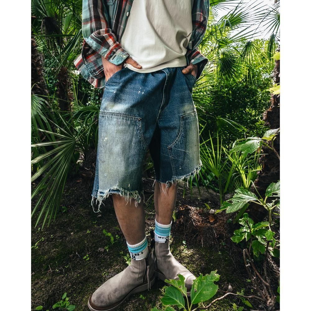 SAINT MXXXXXX | DOUBLE KNEE SHORTS / BLUE