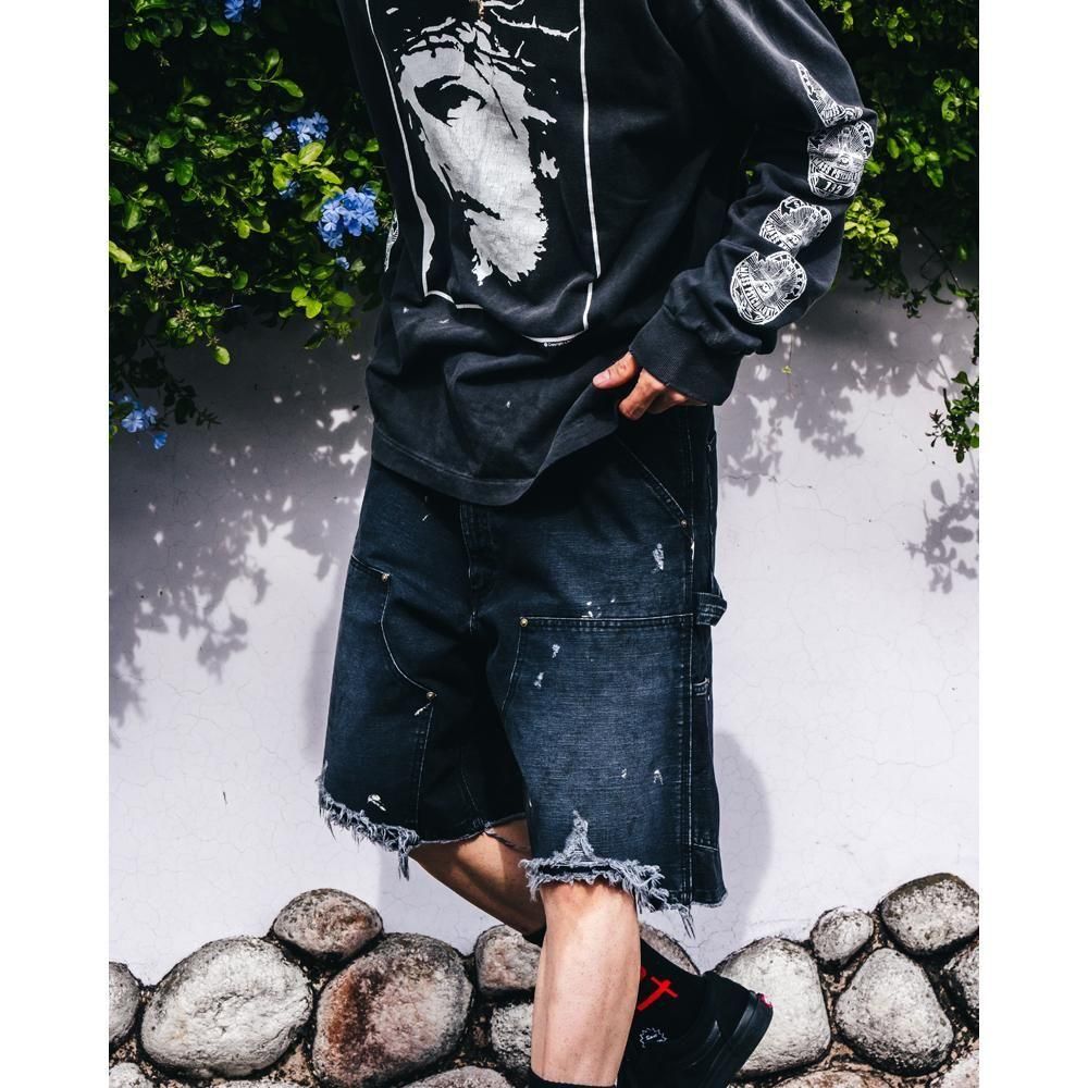 SAINT MXXXXXX | DOUBLE KNEE SHORTS / BLACK