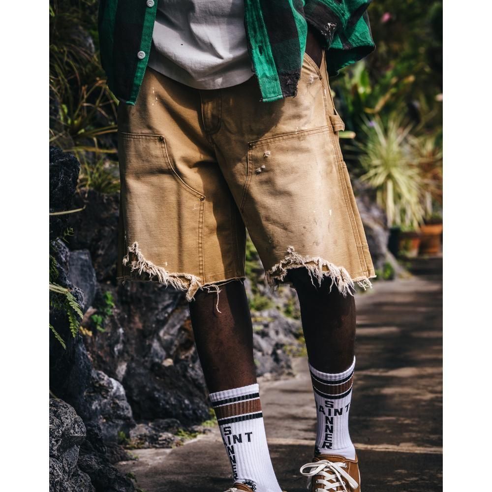 SAINT MXXXXXX | DOUBLE KNEE SHORTS / BEIGE